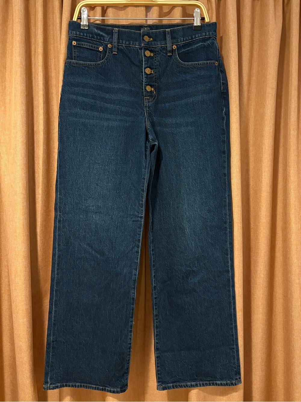 J. Crew Women’s Dark Blue High-Rise Wide Leg Button Front Jeans